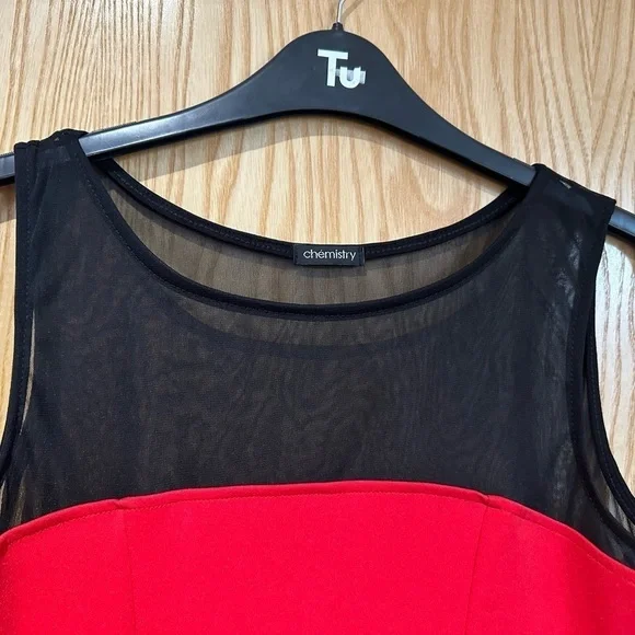 Skater black & red dress mesh detail size 12 used chemistry ladies party - Picture 4 of 14